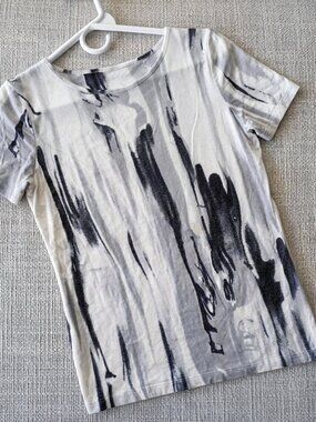 Gispa Italy Women’s Size 38 Abstract Print Short Sleeve Top Black White